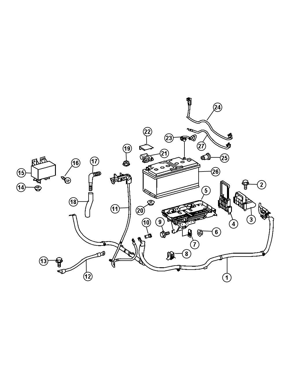 Diagram Auxilary Battery Tray, Battery Cable and Contactor. for your 2010 Dodge Ram 2500   