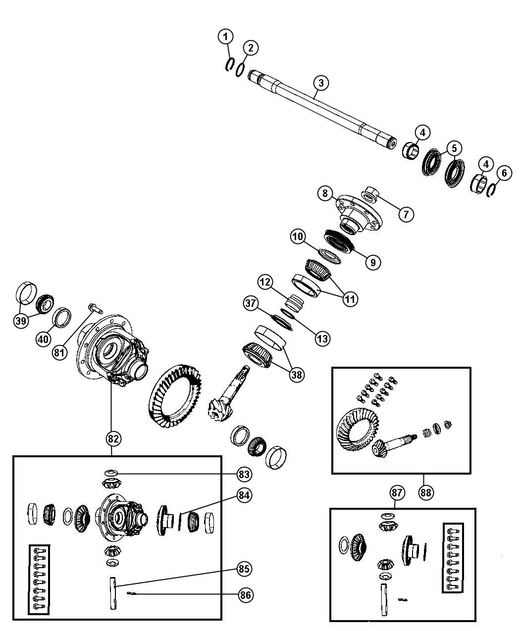 Diagram Differential Assembly, Front. for your 2002 Chrysler 300  M 