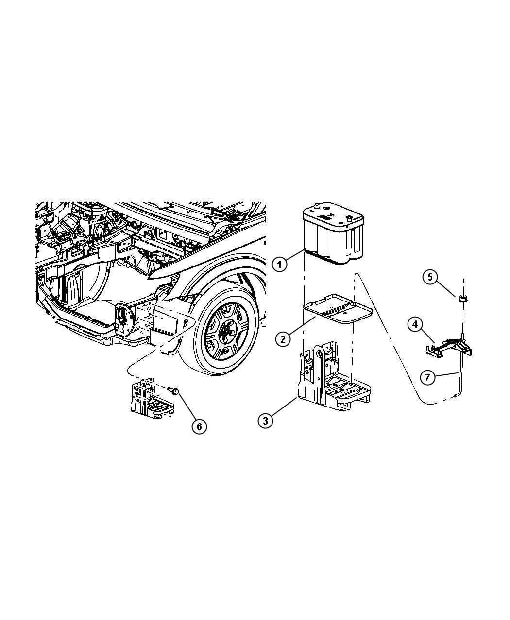 Diagram Battery Tray and Support. for your Dodge Journey  