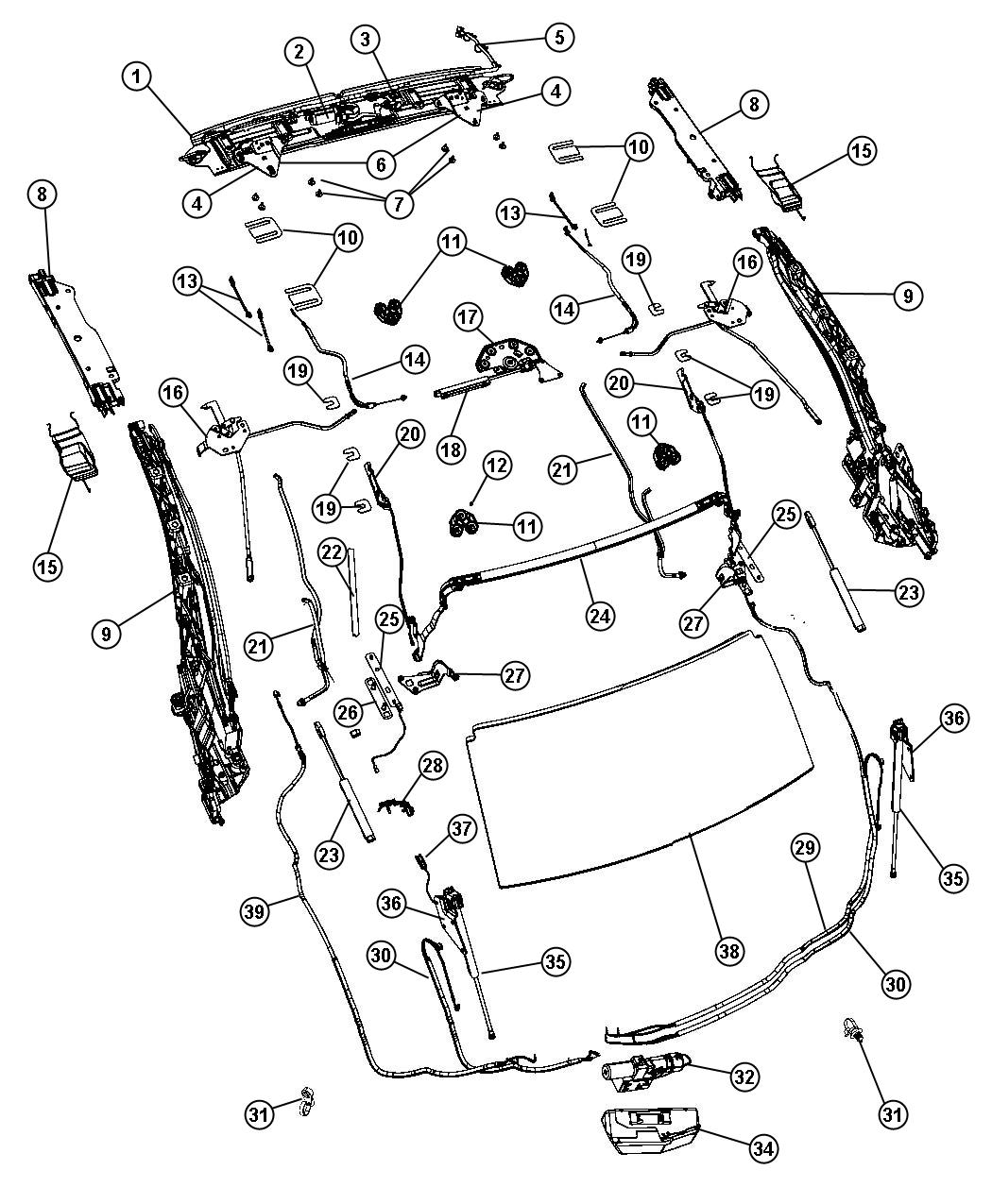 Convertable Hard Top [VRO] Attaching Parts. Diagram