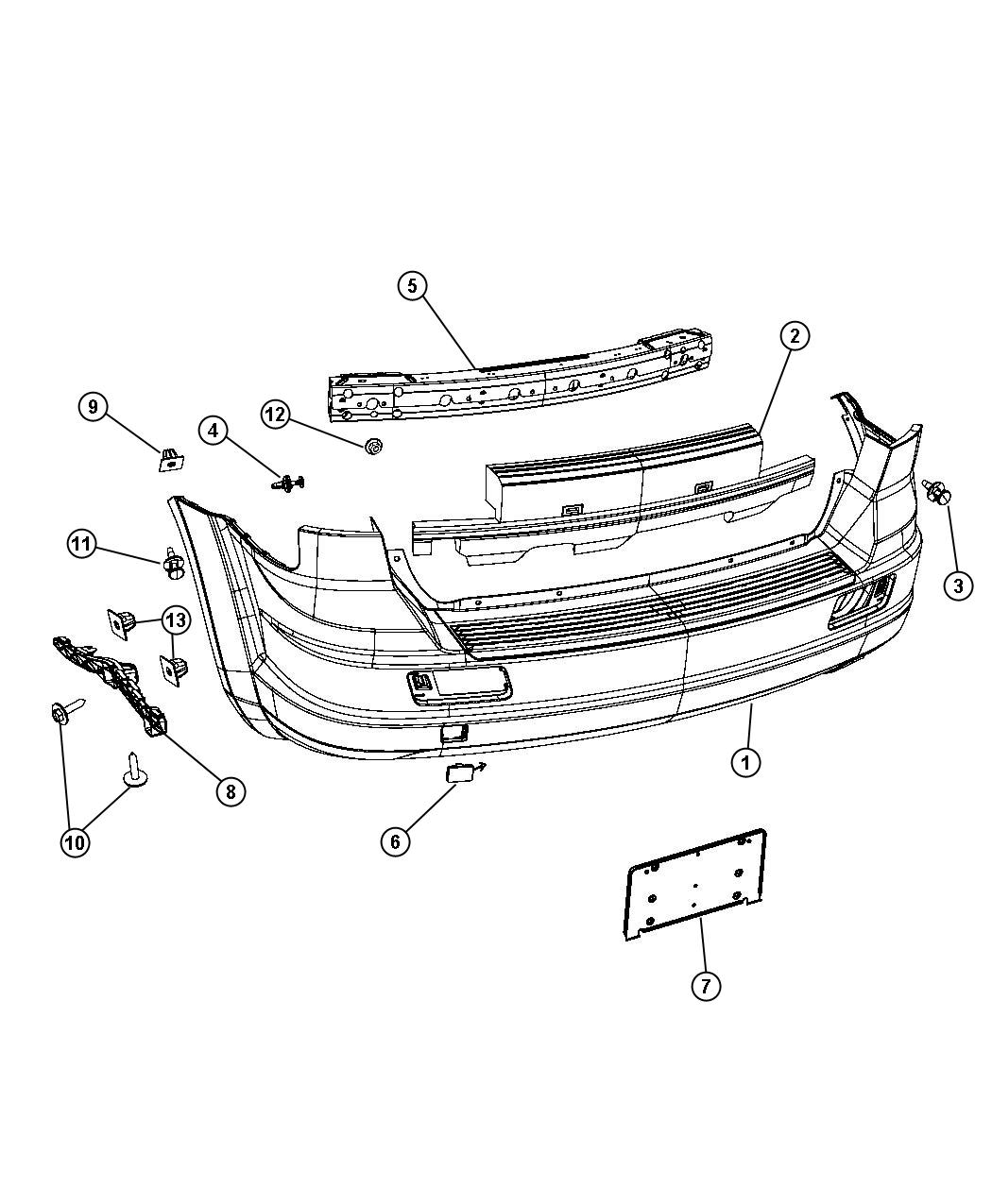 Diagram Fascia, Rear. for your 2011 Ram 1500   