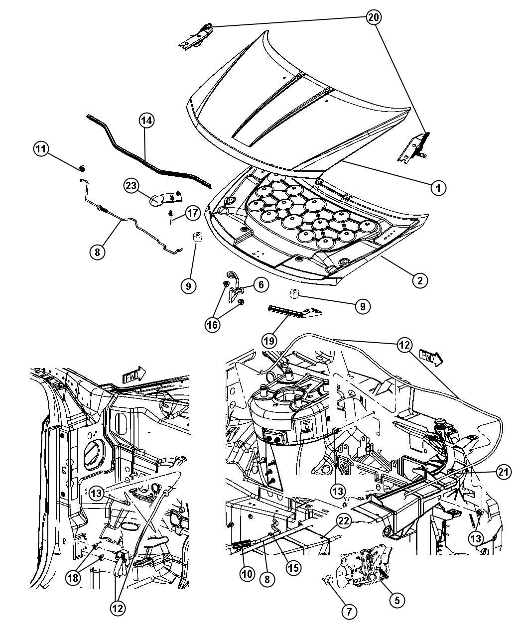 Hood and Related Parts. Diagram