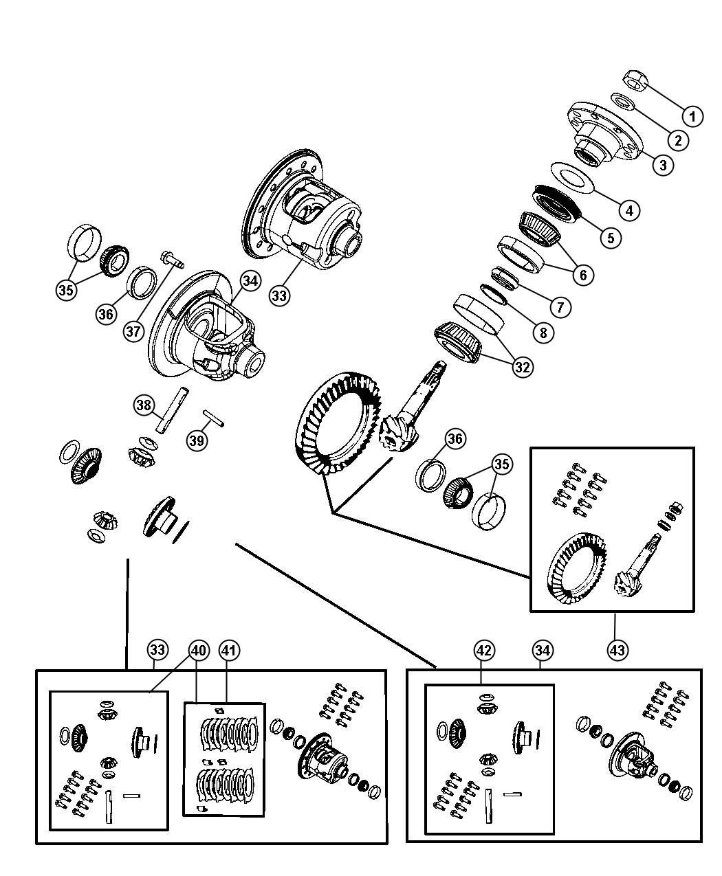 Diagram Differential Assembly,Rear, With [Anti-Spin Differential Rear Axle] or [Conventional Differential Rear Axle]. for your 2008 Jeep Wrangler   