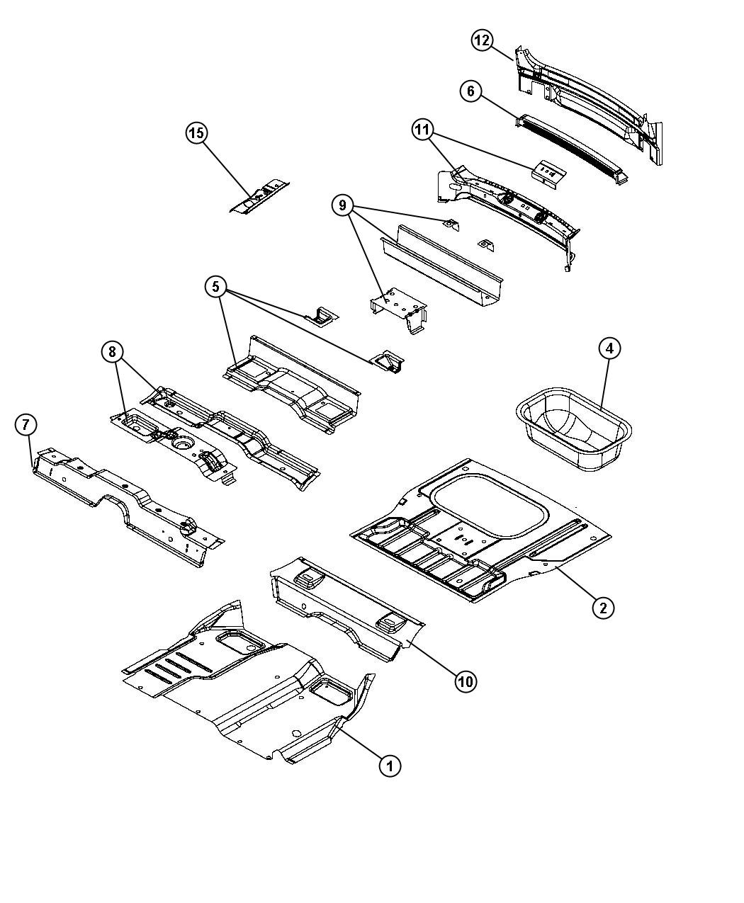 Center and Rear Floor Pan. Diagram