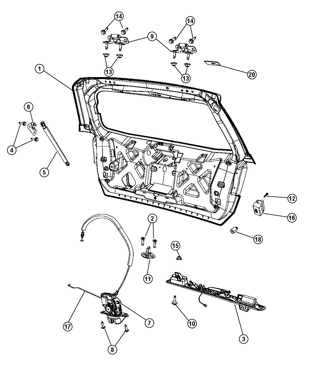 Diagram Liftgate. for your 2016 Dodge Charger   