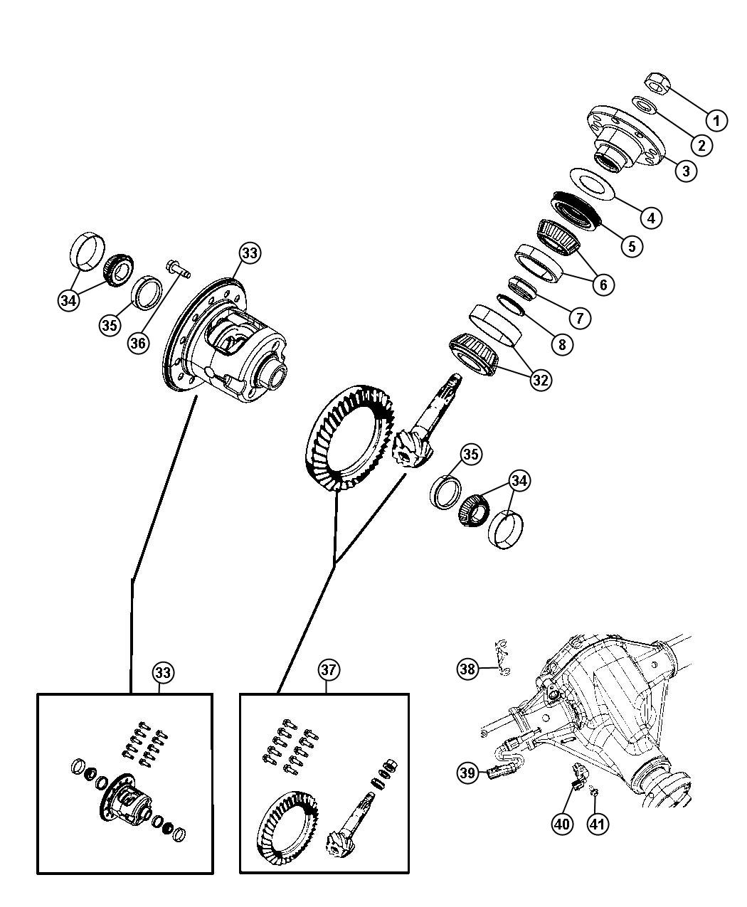 Diagram Differential Assembly,Rear, With [Tru-Lok Front and Rear Axles] or [Locker Rear Axle]. for your 2020 Jeep Wrangler   