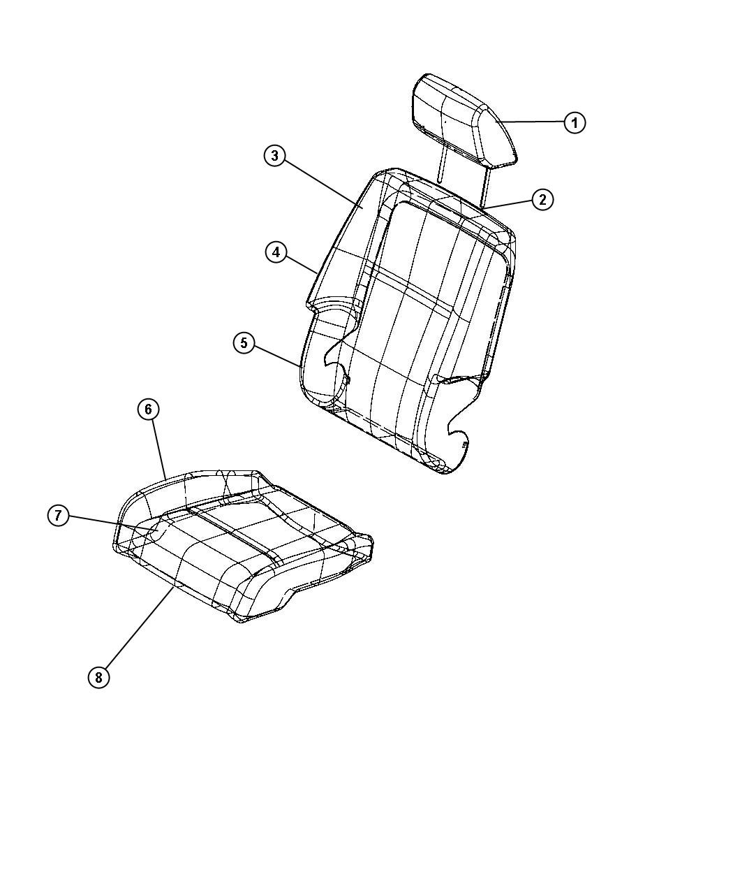 Diagram Front Seat - Bucket - Trim Code [D5]. for your Chrysler 300  M