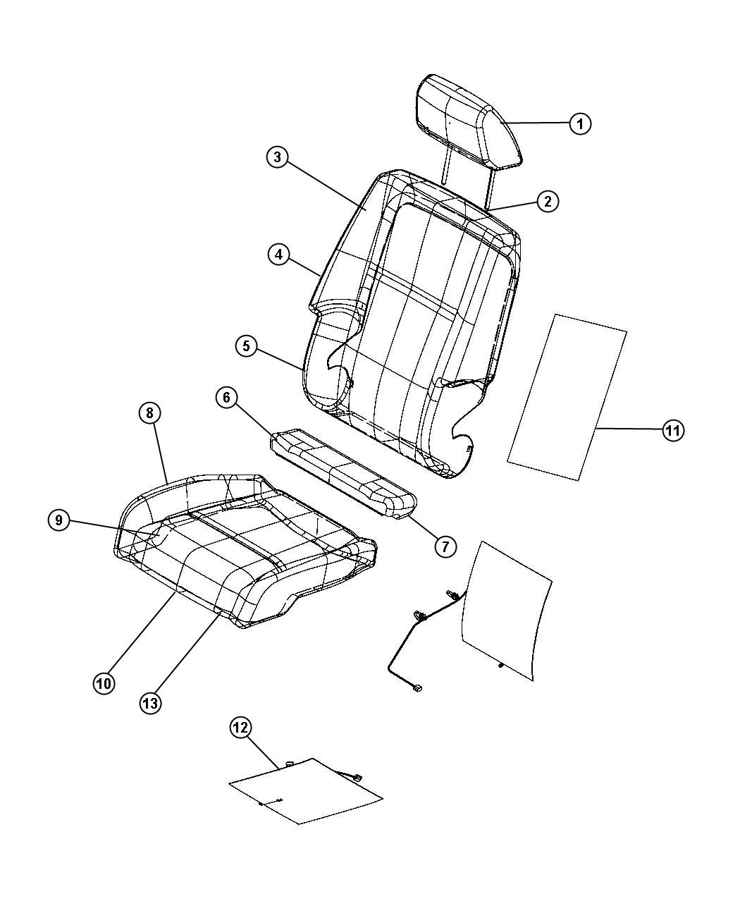 Diagram Front Seat - Bucket - Trim Code [GL]. for your Chrysler 300  M