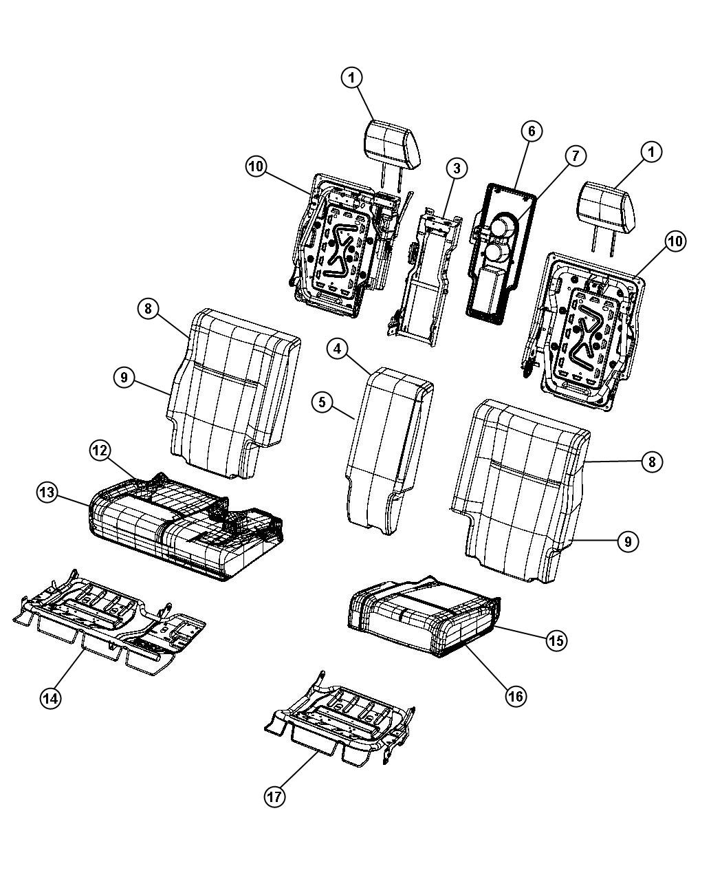 Diagram Rear Seat - Trim Code [D5]. for your Dodge