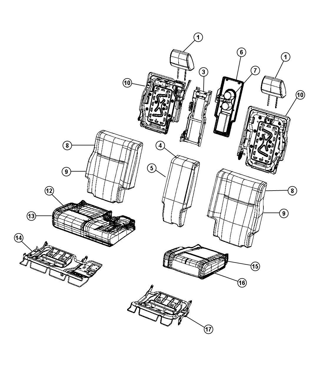 Diagram Rear Seat - Trim Code [GL]. for your Dodge