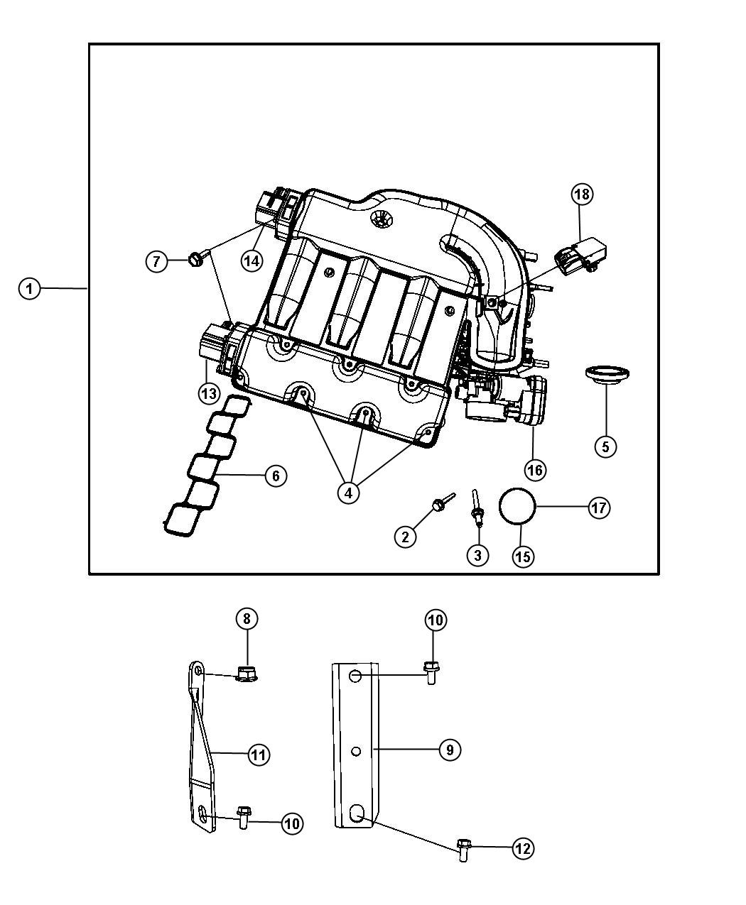 Diagram Intake Manifold Plenum 3.5L [3.5L High Output V6 24V MPI Engine]. for your 2009 Dodge Journey   