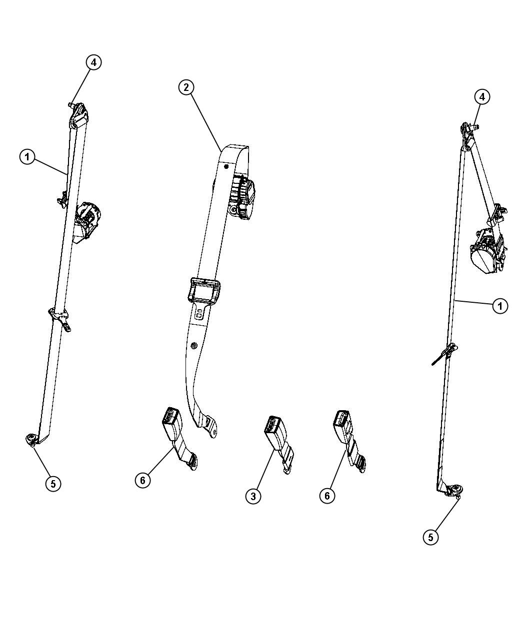 Seat Belt, Second Row. Diagram