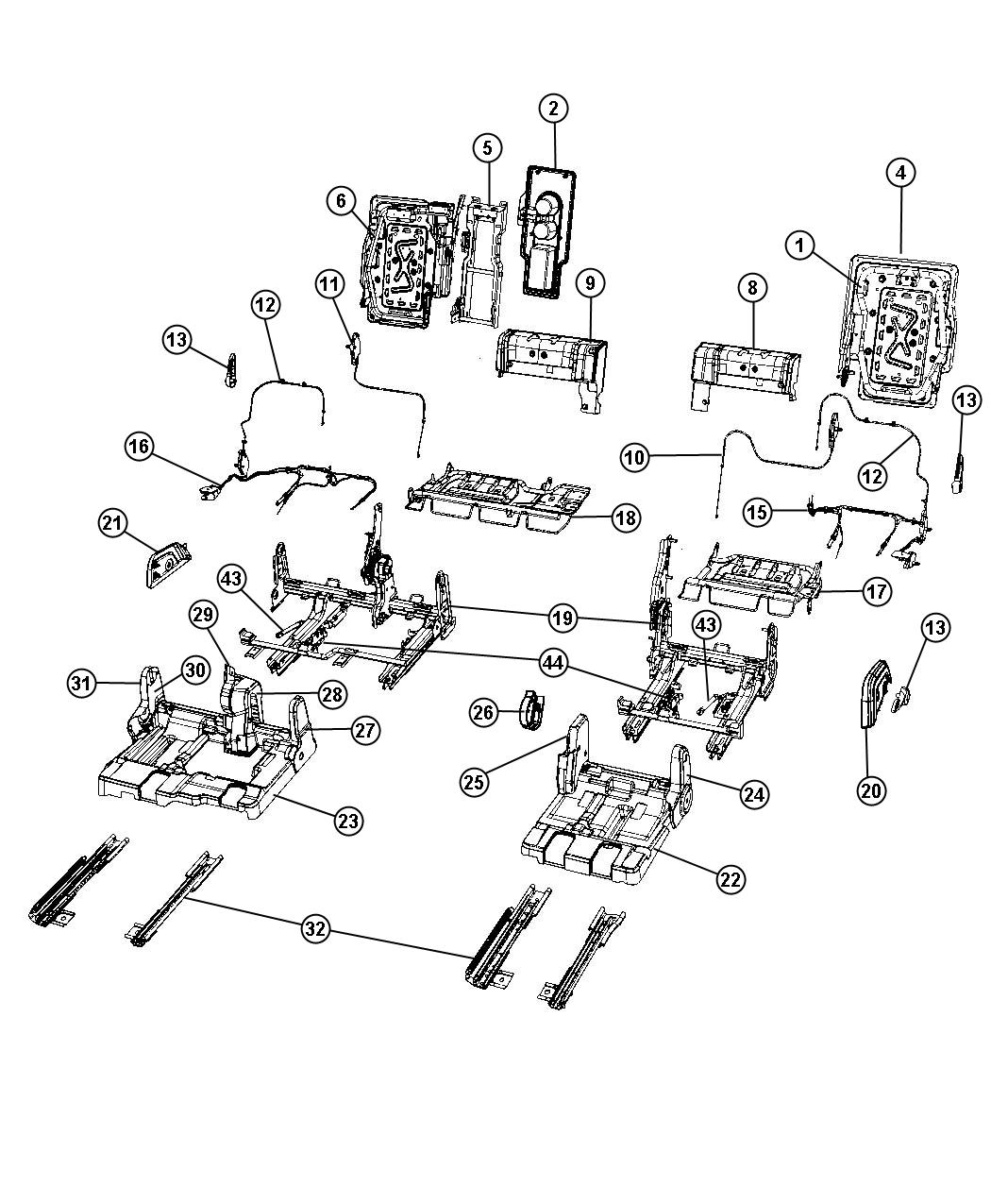 Diagram Second Row - 60/40. for your Dodge