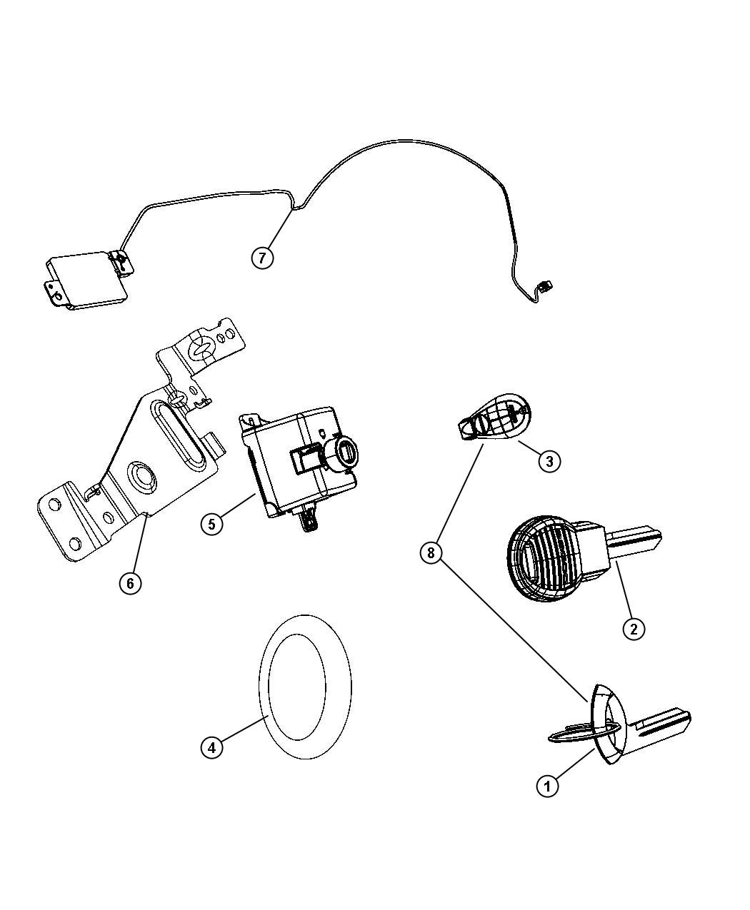 Receiver Modules, Key, and Key Fobs. Diagram