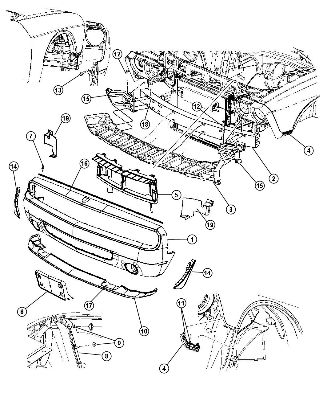 Diagram Fascia, Front. for your Dodge Challenger  
