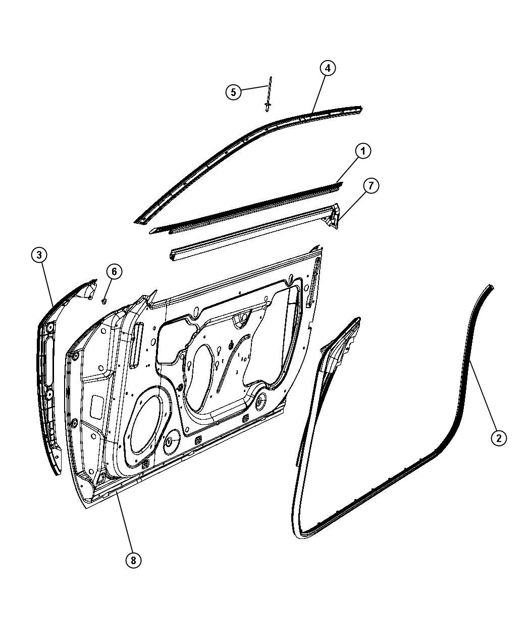 Diagram Weatherstrips, Front Door. for your 2013 Ram 2500   