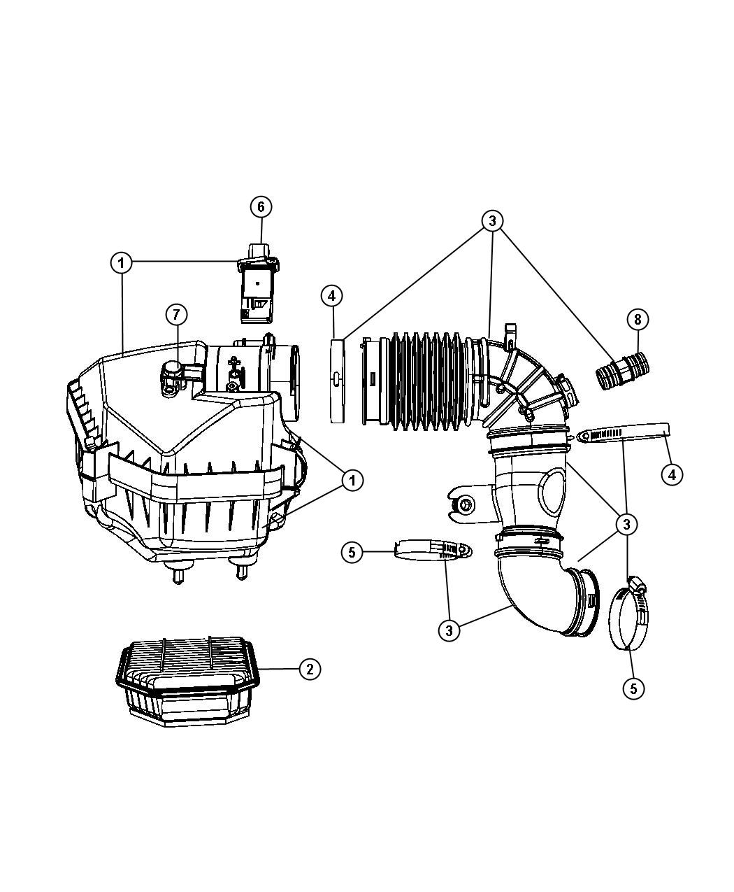 Diagram Air Cleaner and Related. for your 2023 Jeep Grand Cherokee   