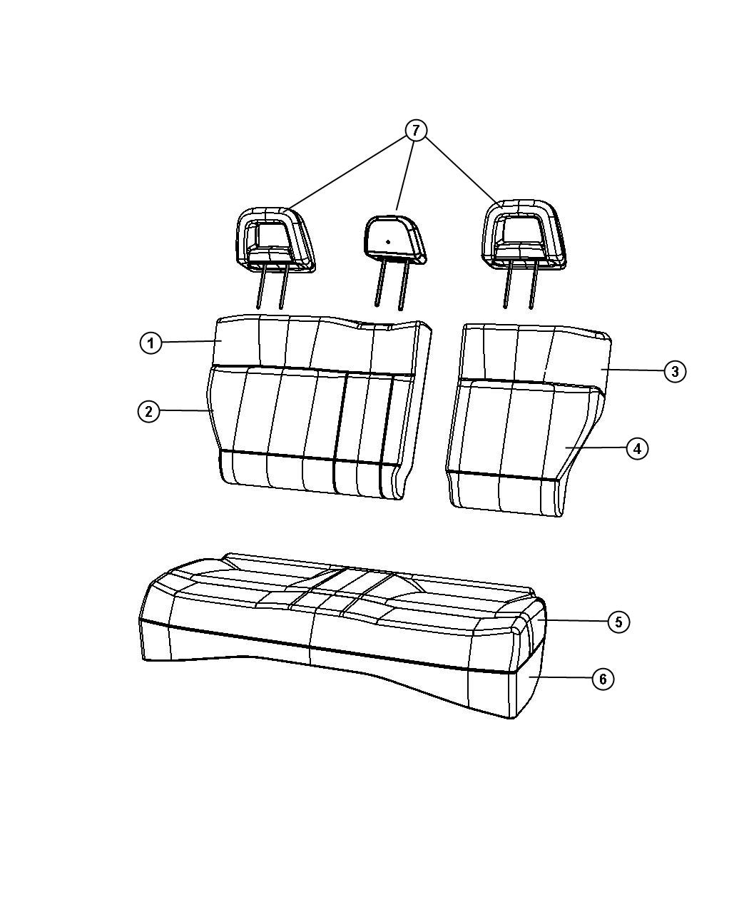 Diagram Rear Seat - Split Seats - Trim Code [V8]. for your Chrysler 300  M