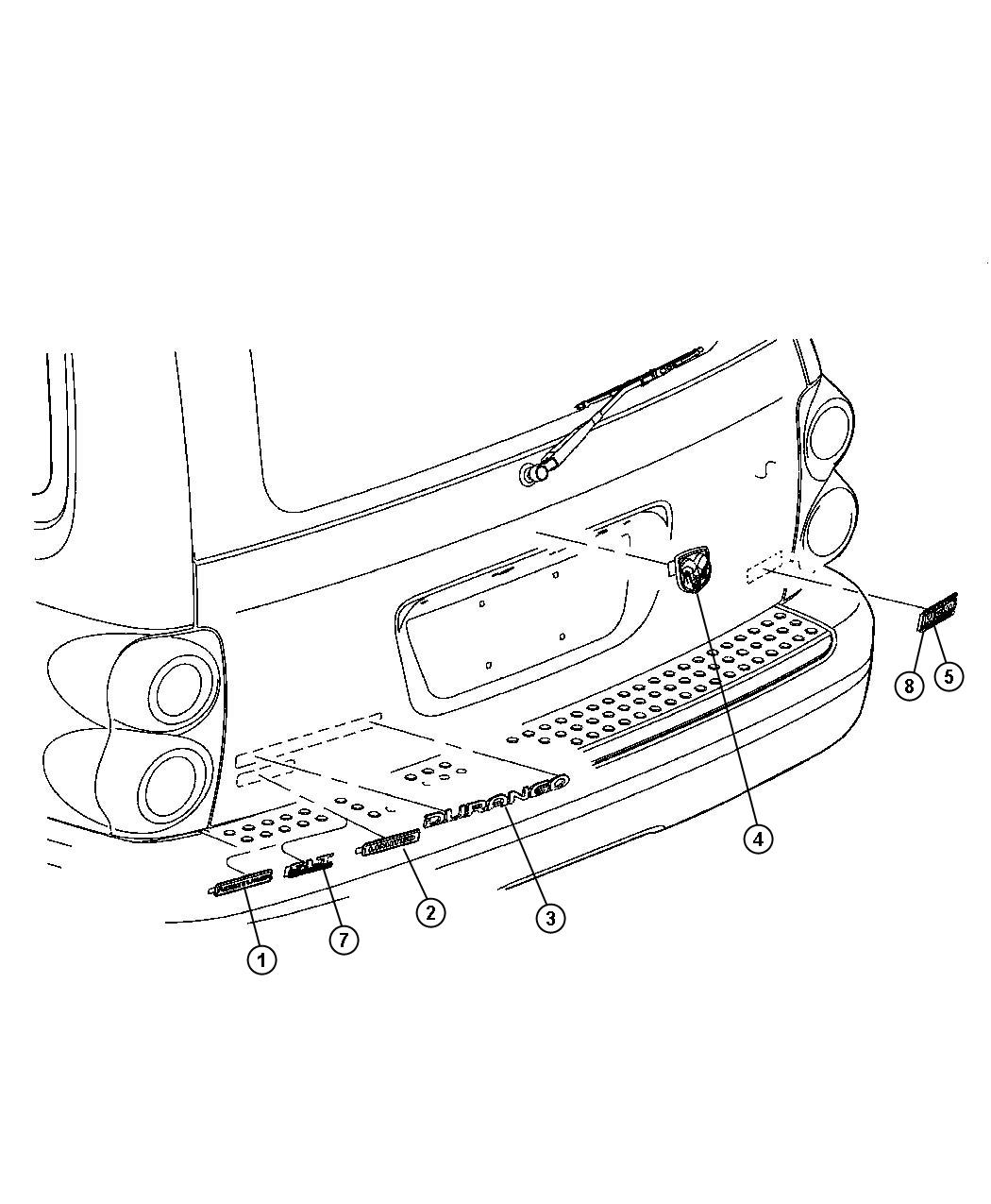 Diagram Nameplates, Emblems and Medallions. for your 2000 Dodge Dakota   