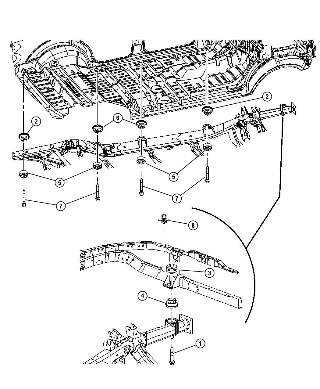 Diagram Body Hold Down. for your 2004 Chrysler Pacifica  3.5L V6 