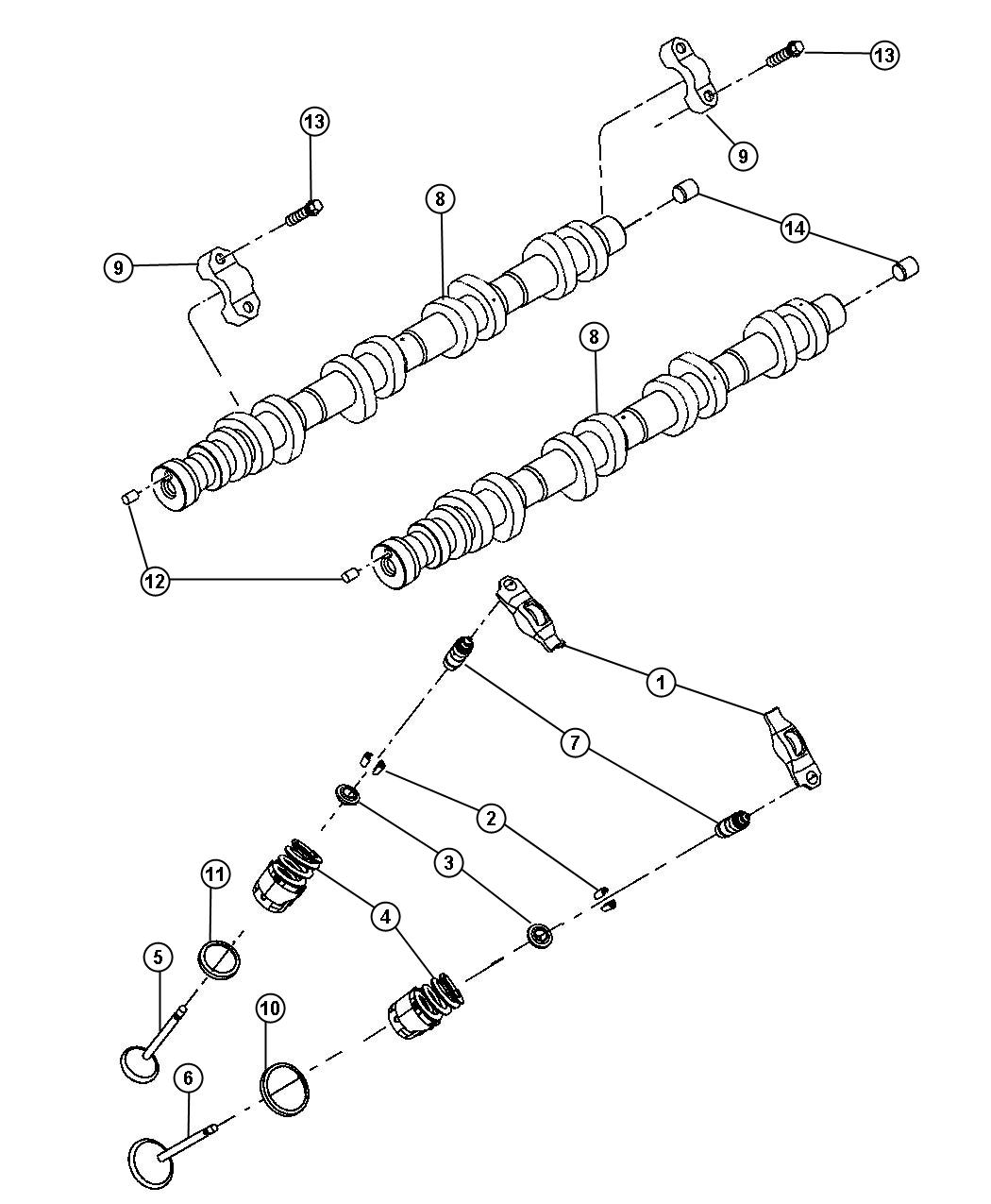 Diagram Camshafts And Valvetrain 4.7L [4.7L V8 Engine]. for your Dodge