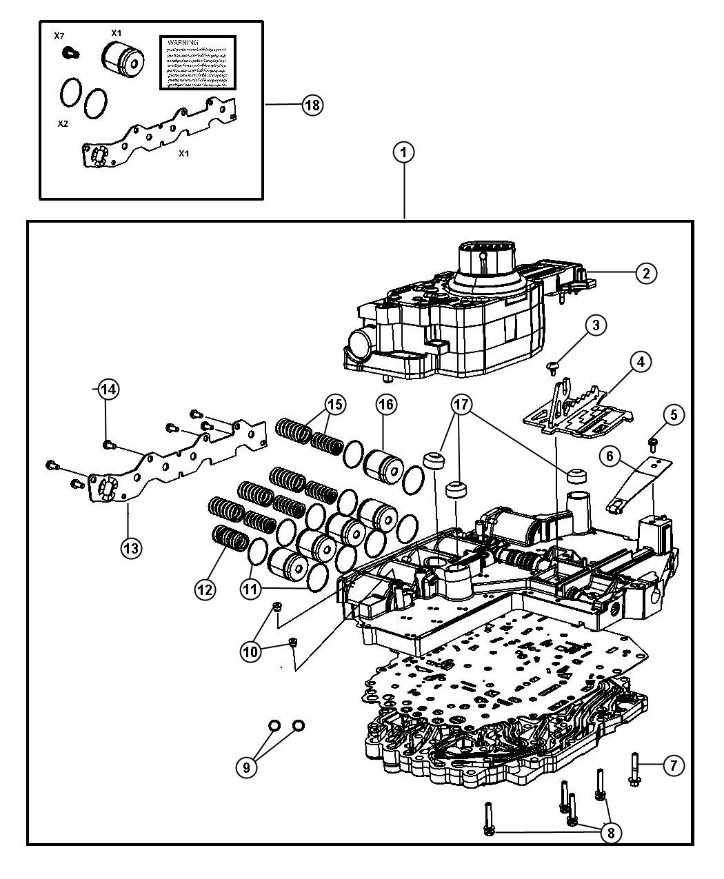 Diagram Valve Body And Related Parts. for your 2002 Dodge Ram 1500   