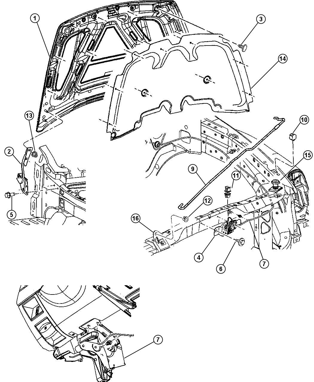 Diagram Hood and Related Parts. for your Dodge