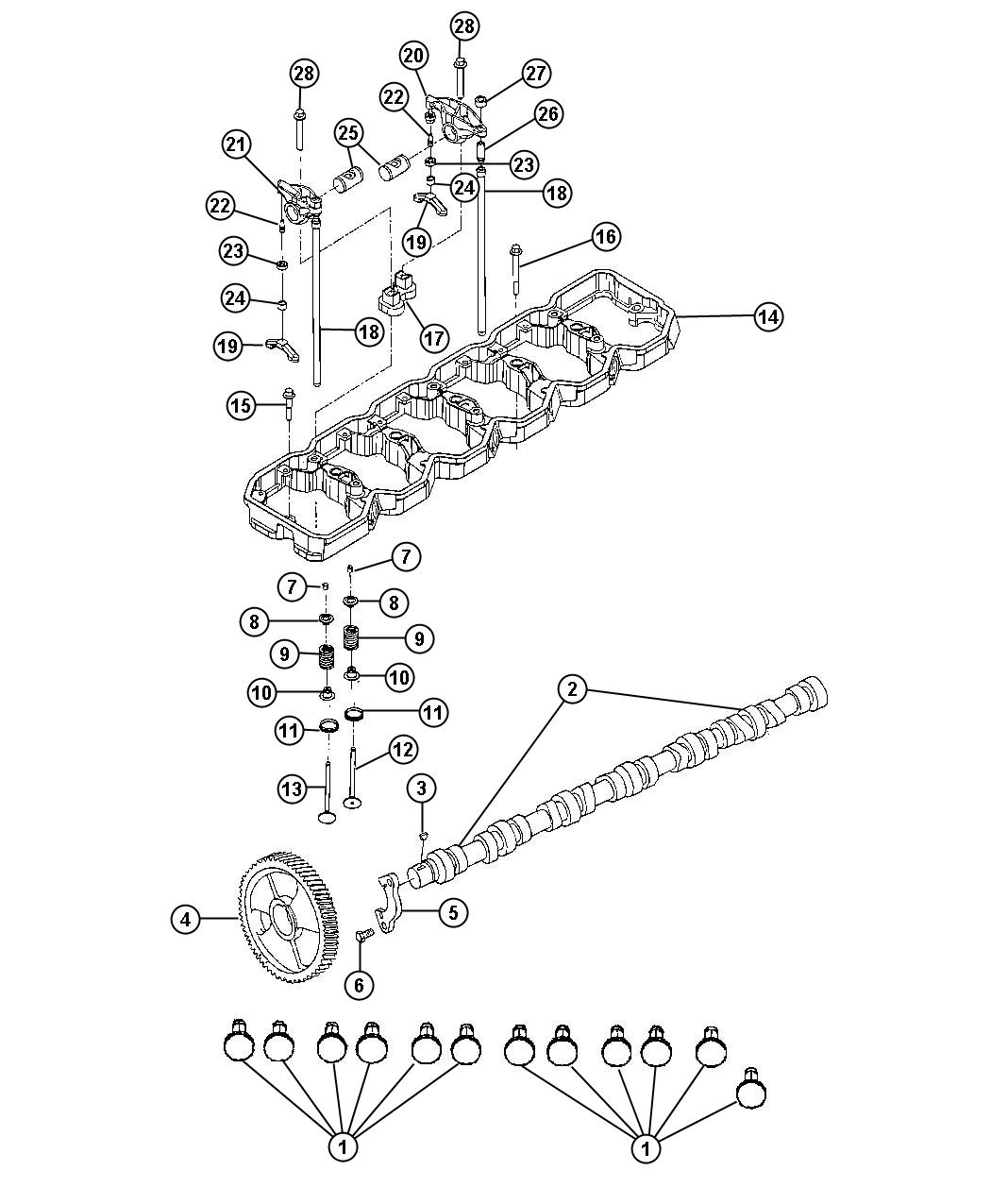 Diagram Camshaft And Valvetrain 6.7L Diesel [6.7L I6 CUMMINS TURBO DIESEL ENGINE]. for your Dodge