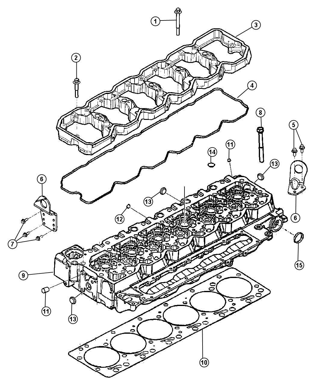 Diagram Cylinder Head And Rocker Housing 6.7L Diesel [6.7L Cummins Turbo Diesel Engine]. for your Dodge