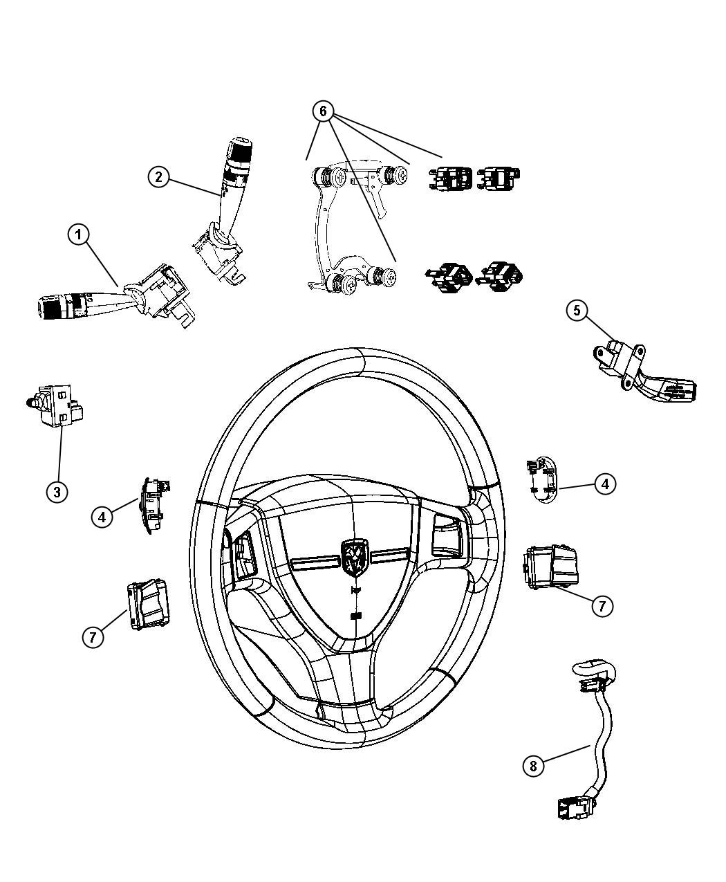 Swtiches Steering Column and Wheel. Diagram