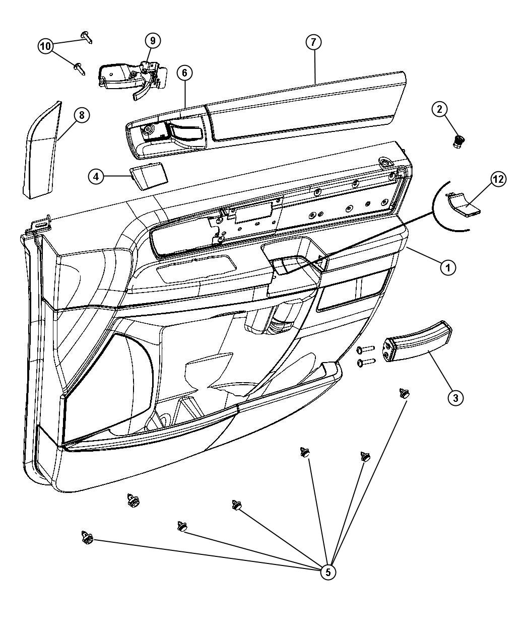 Diagram Front Door Trim Panels. for your Dodge