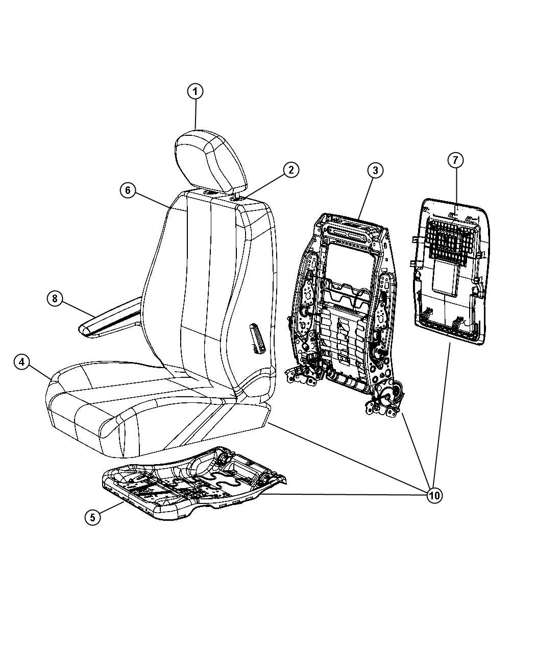 Diagram Front Seat - Trim Code [B7]. for your Dodge