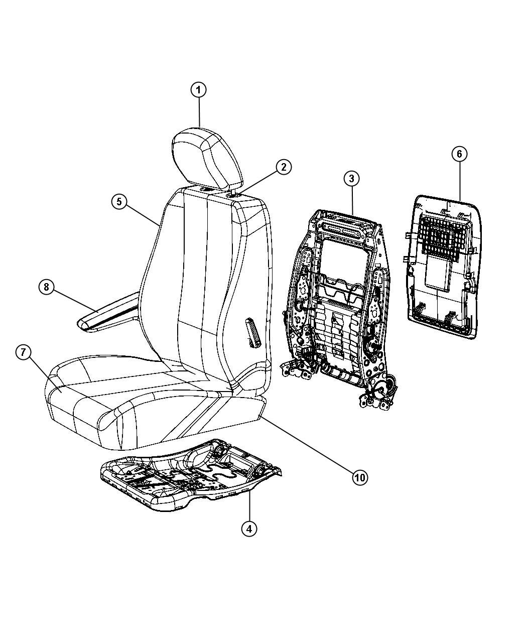 Diagram Front Seat - Trim Code [J7]. for your Dodge