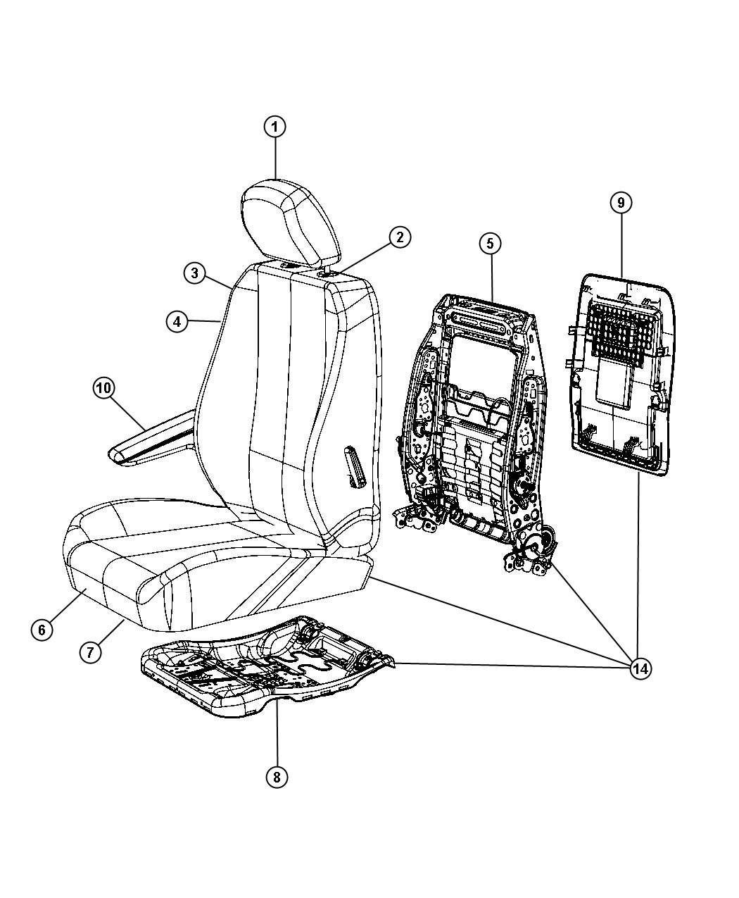 Diagram Front Seat - Trim Code [RL]. for your Dodge