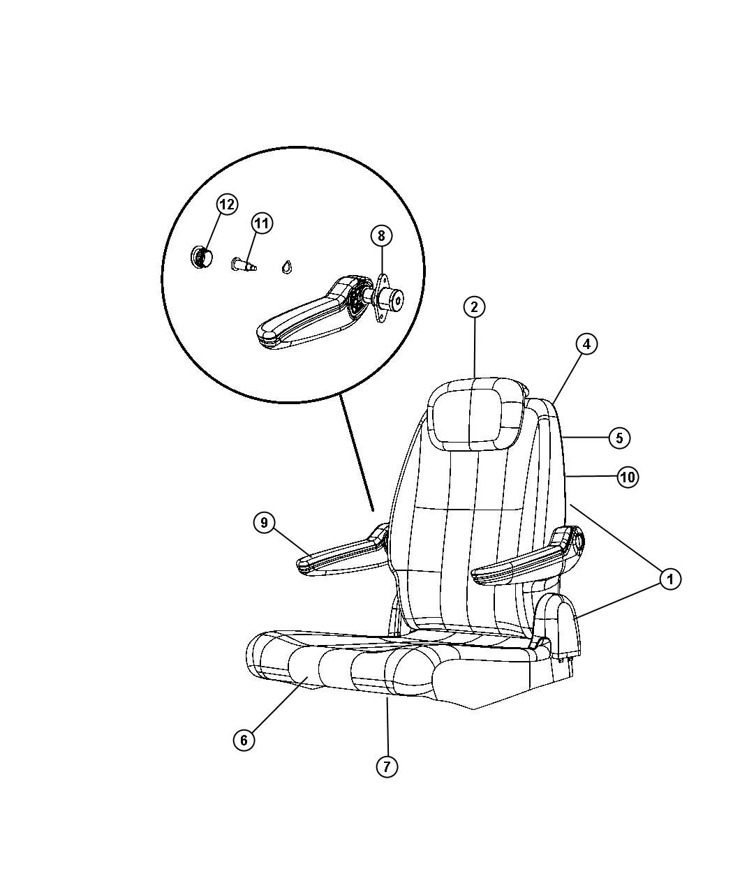 Diagram Rear Seat - Quad - Stow and Go- Trim Code [J7]. for your 1997 Chrysler Town & Country   