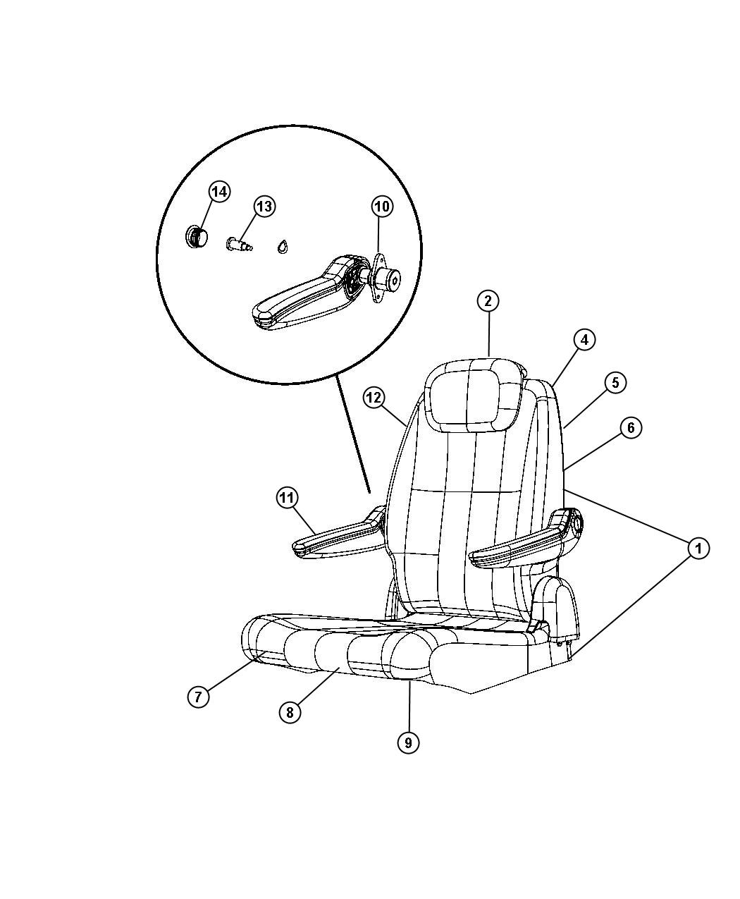 Diagram Rear Seat - Quad - Stow and Go - Trim Code [SL]. for your 2009 Chrysler Town & Country  Touring 