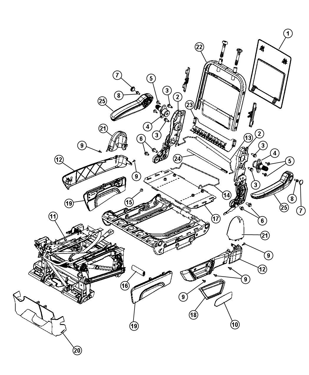 Diagram Second Row - Quad - Stow and Go. for your 1997 Chrysler Town & Country   