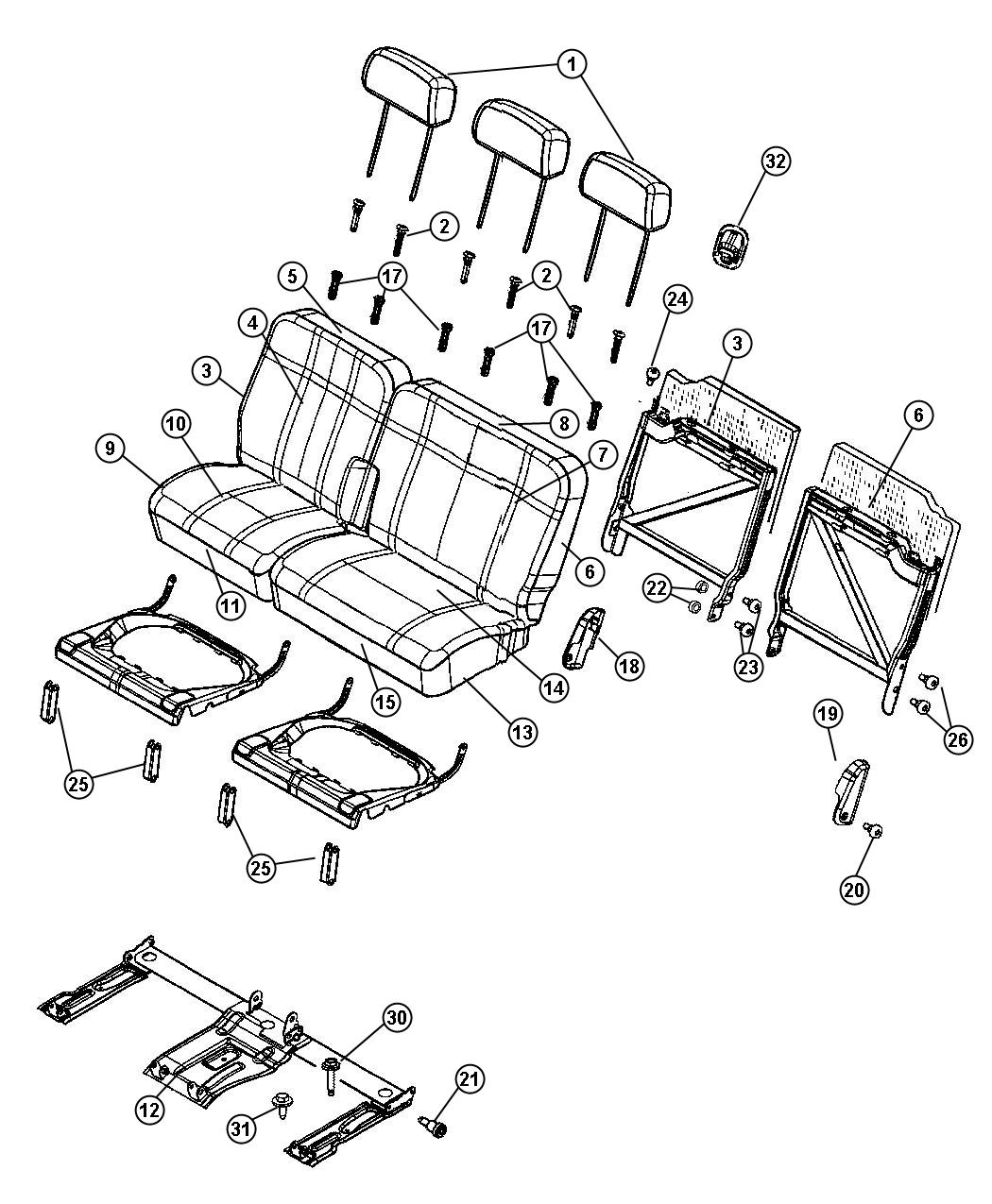 Rear Seat - Split Seat - Trim Code [DZ]. Diagram