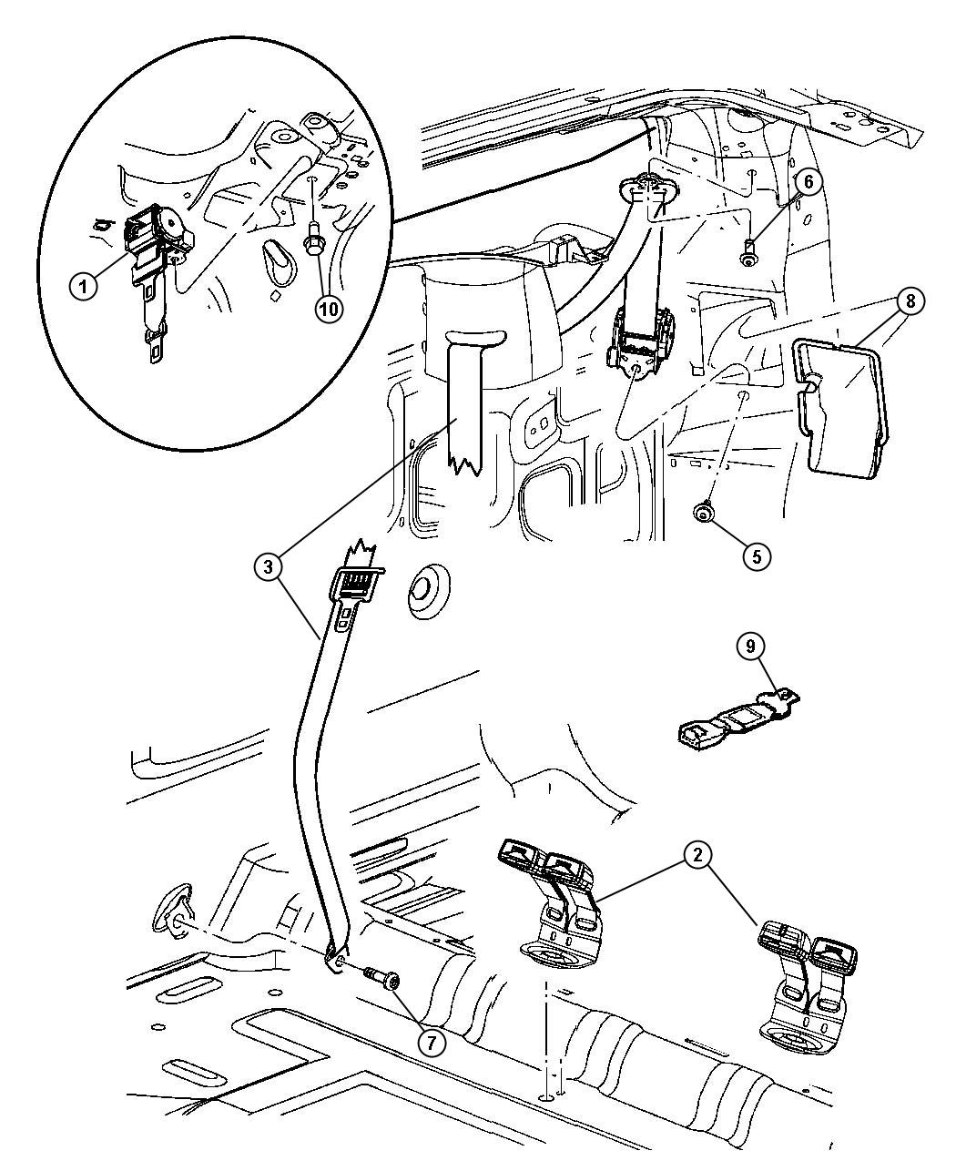 Diagram Seat Belts Third Row. for your Chrysler