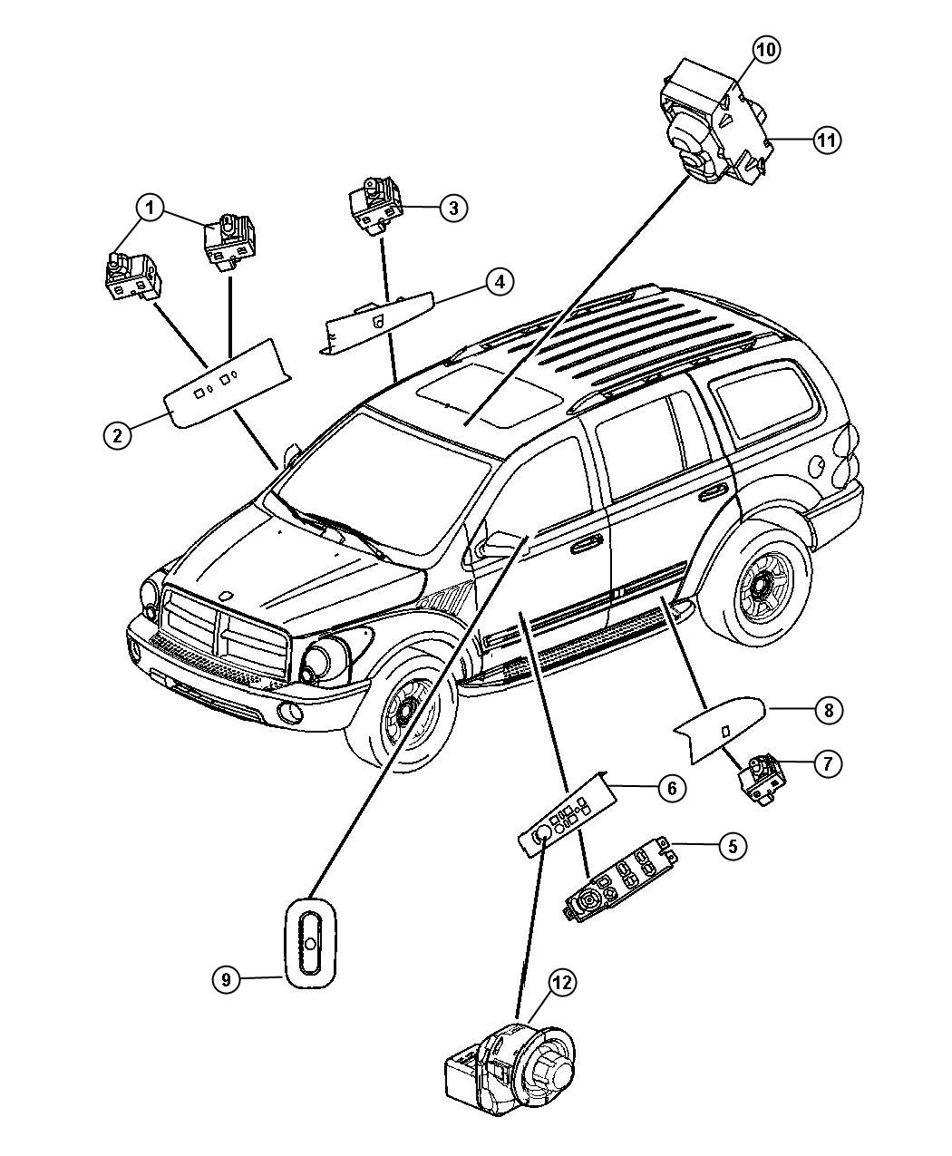 Diagram Switches Doors, Decklid, and Liftgate. for your 2013 Jeep