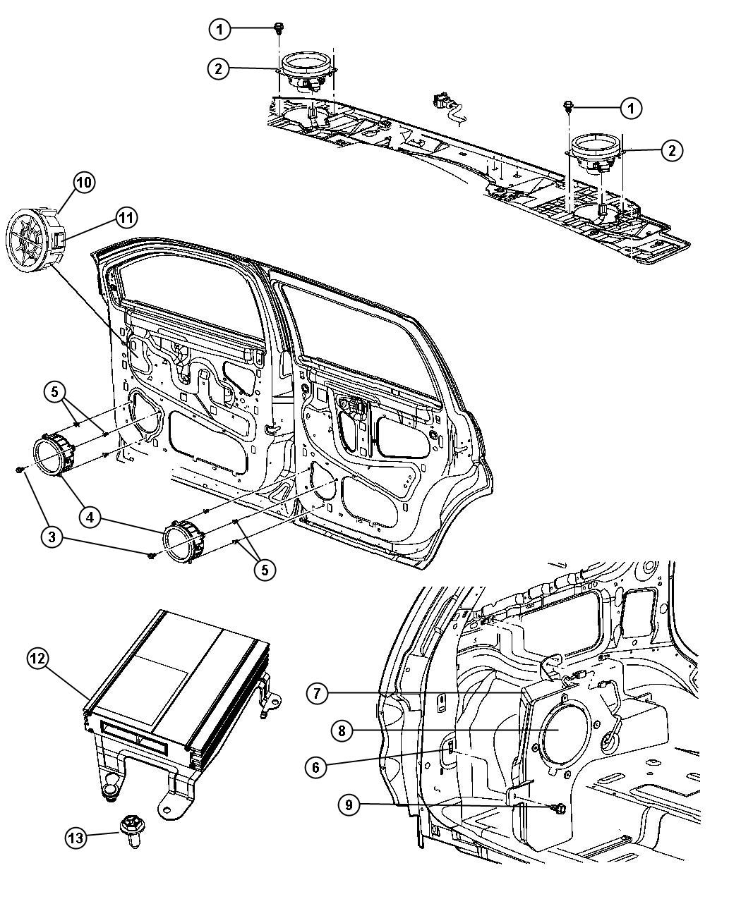 Diagram Speakers and Amplifiers. for your 2024 Jeep Wrangler   