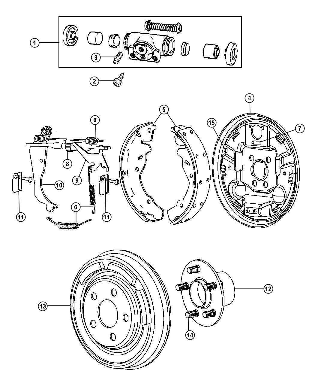 Diagram Brakes, Rear Drum. for your Dodge