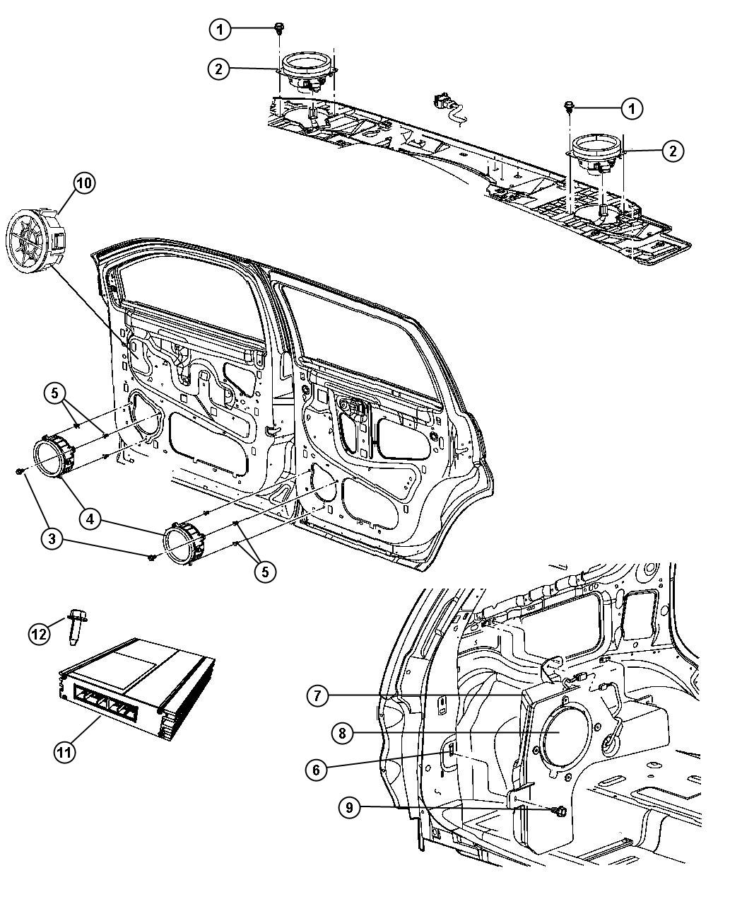 Diagram Speakers and Amplifiers. for your 2011 Jeep Wrangler   