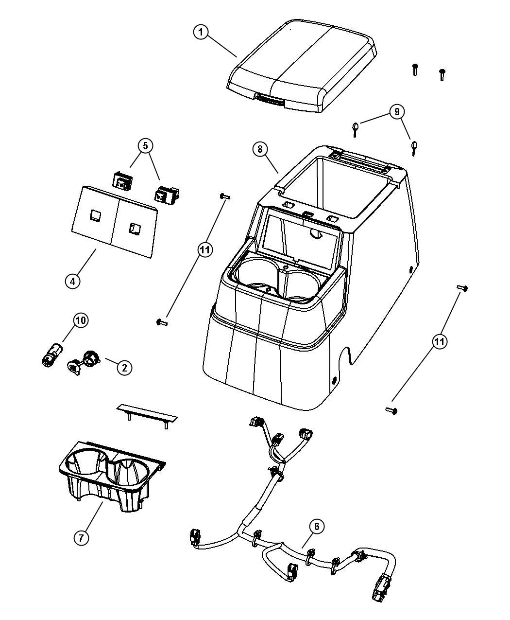 Diagram Floor Console, Rear. for your Chrysler
