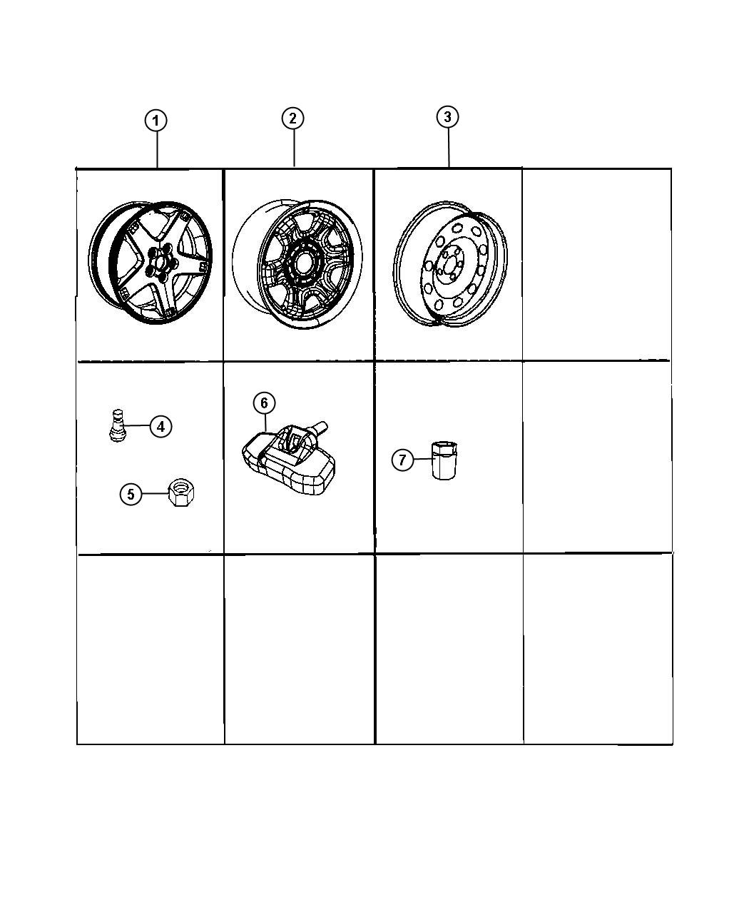 Diagram Wheels and Hardware. for your 2008 Chrysler Pacifica   