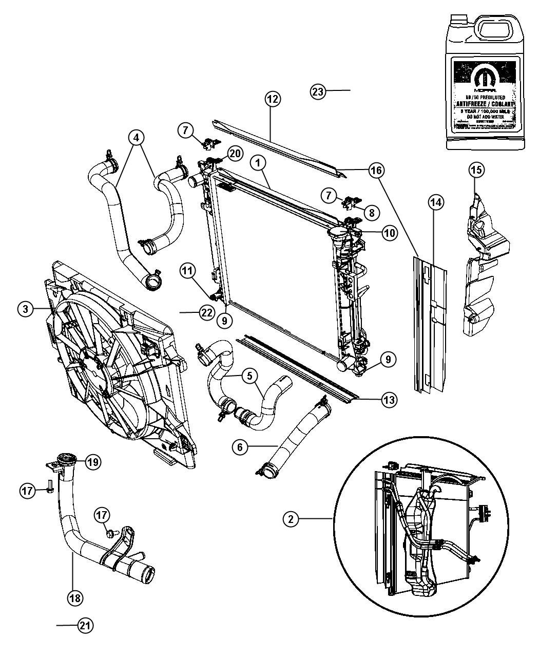 Diagram Radiator and Related Parts. for your 2009 Chrysler Town & Country  Limited 