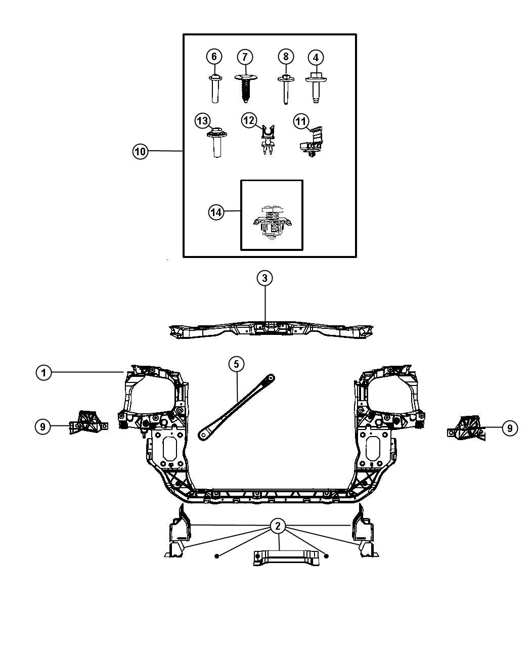 Diagram Radiator Support. for your Jeep Wrangler  