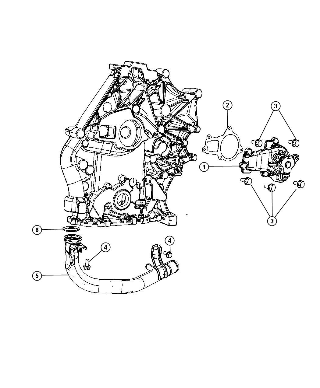 Diagram Water Pump and Related Parts. for your Dodge Grand Caravan  