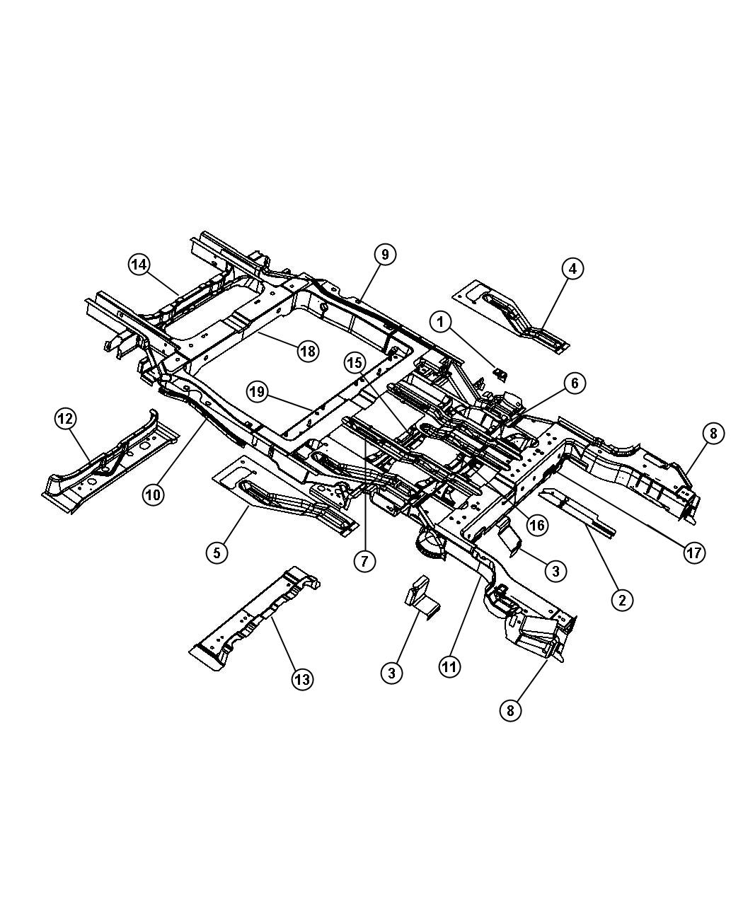 Diagram Frame, Rear. for your 2003 Dodge Grand Caravan   