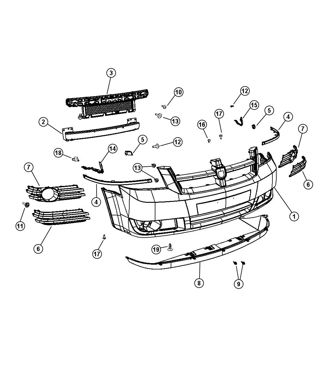 Diagram Fascia, Front. for your 2016 Dodge Charger   